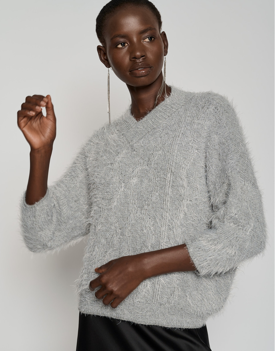 Jersey oversize punto mullido gris - Mujer | Roberto Verino