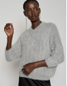 Gray oversize plush sweater - Woman - AW2023 | Roberto Verino