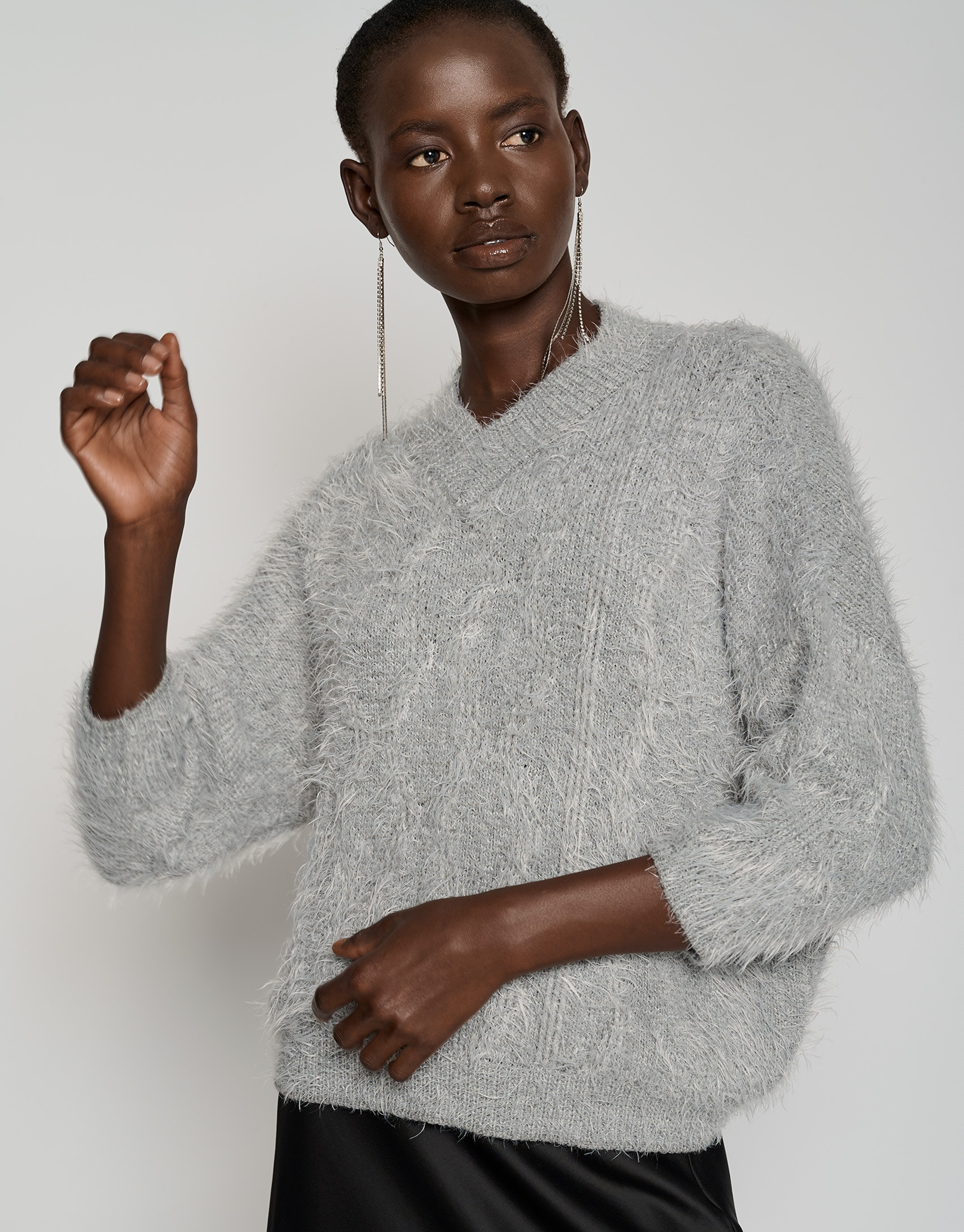 Jersey oversize punto mullido gris - Mujer | Roberto Verino