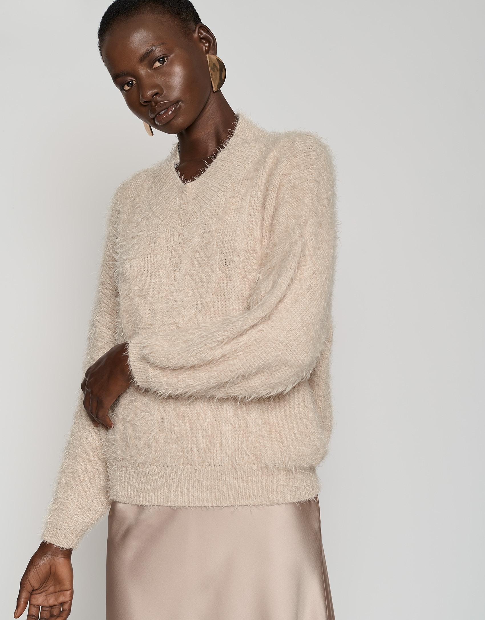 Jersey oversize punto mullido cámel - Mujer | Roberto Verino