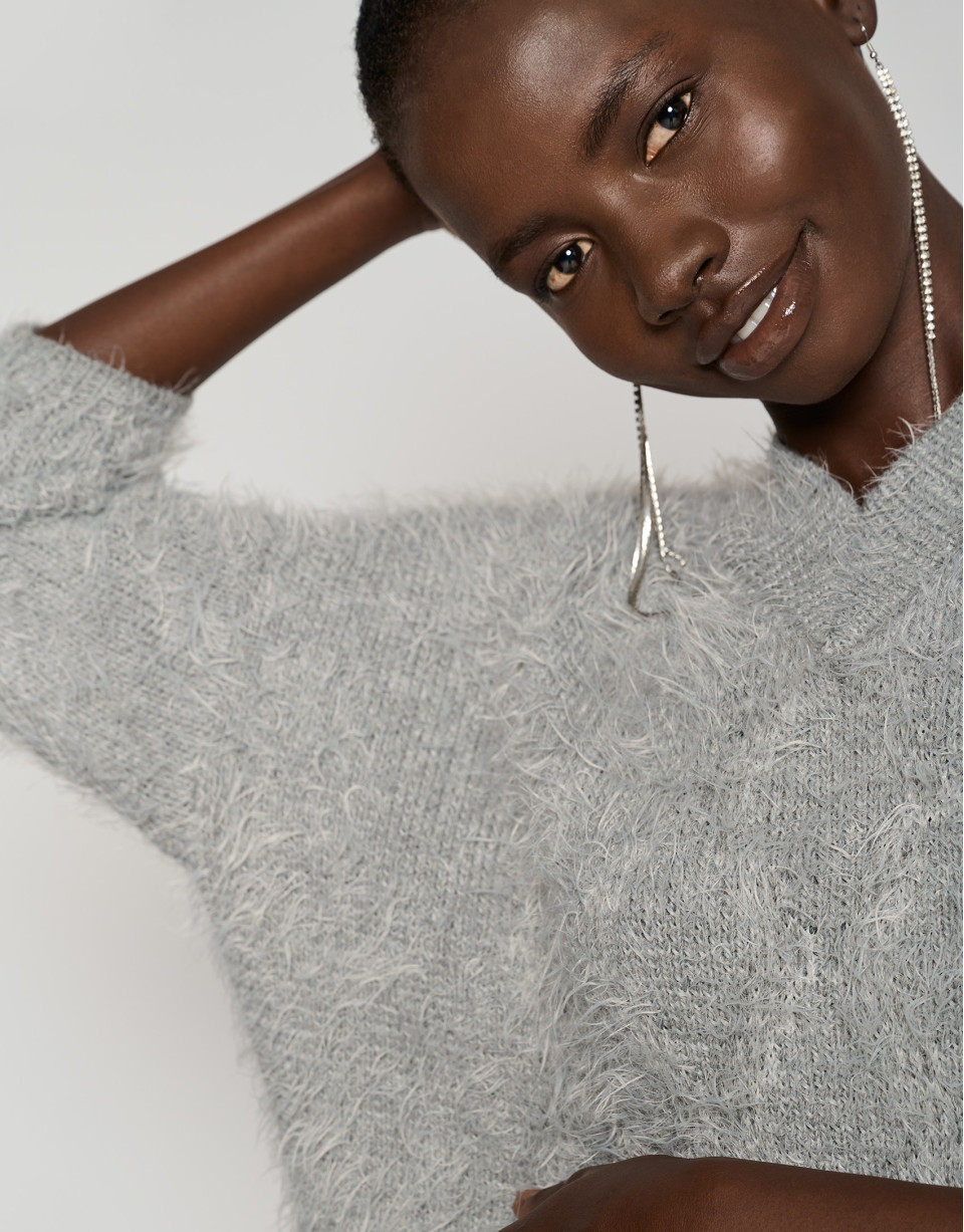 Jersey oversize punto mullido gris - Mujer | Roberto Verino