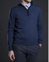 Navy blue turtle neck sweater with buttons