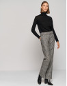 Black fine gauge knit sweater with cowl neckline