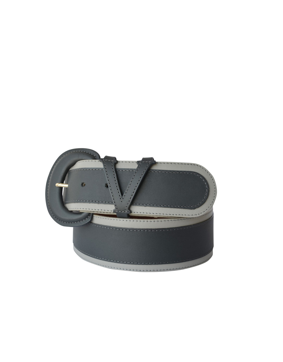 Wide belt grey beige