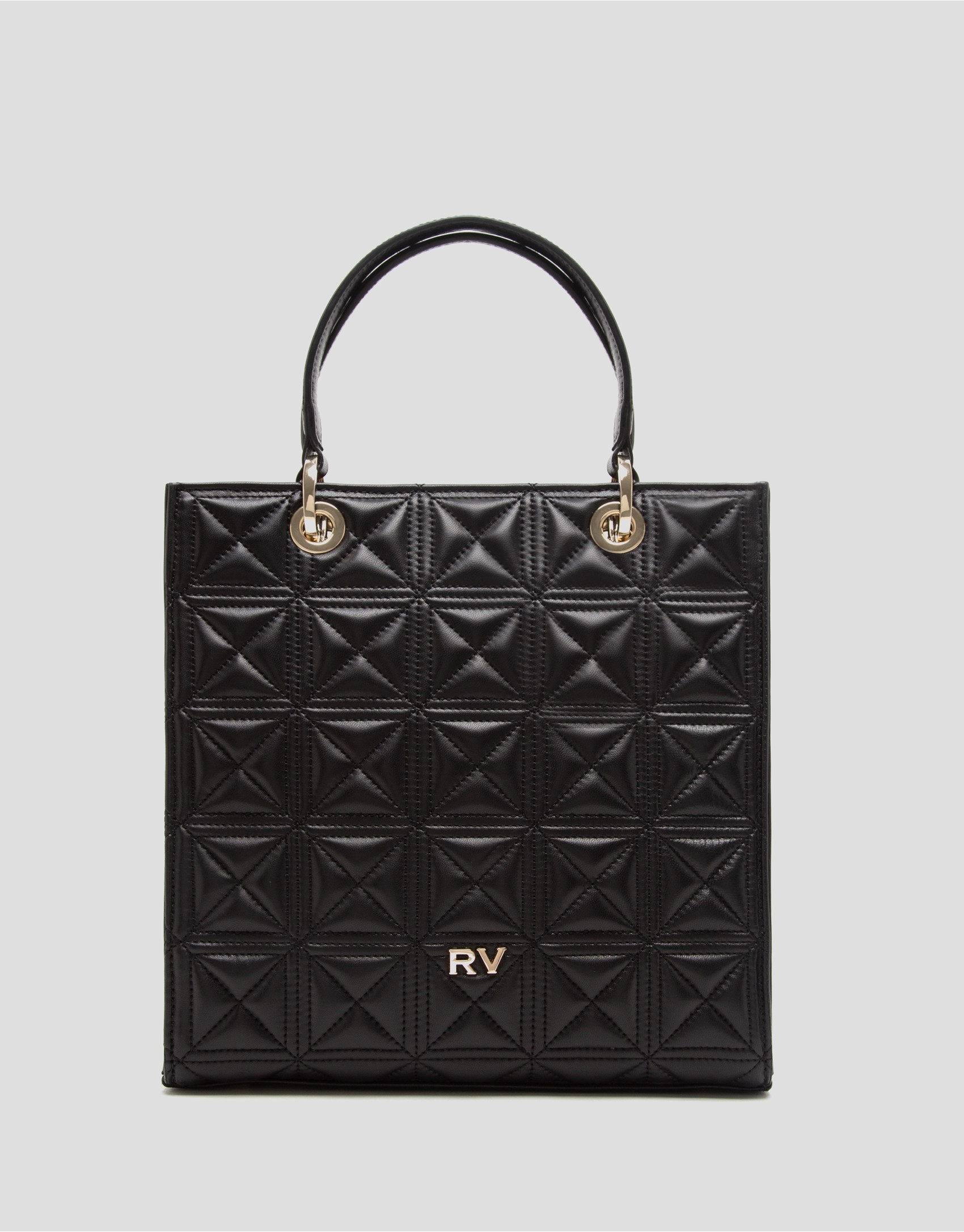 Maxi Linda Black Quilted Leather Satchel Bag | Roberto Verino