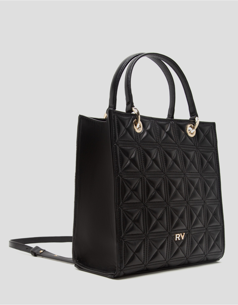 Maxi Linda Black Quilted Leather Satchel Bag | Roberto Verino