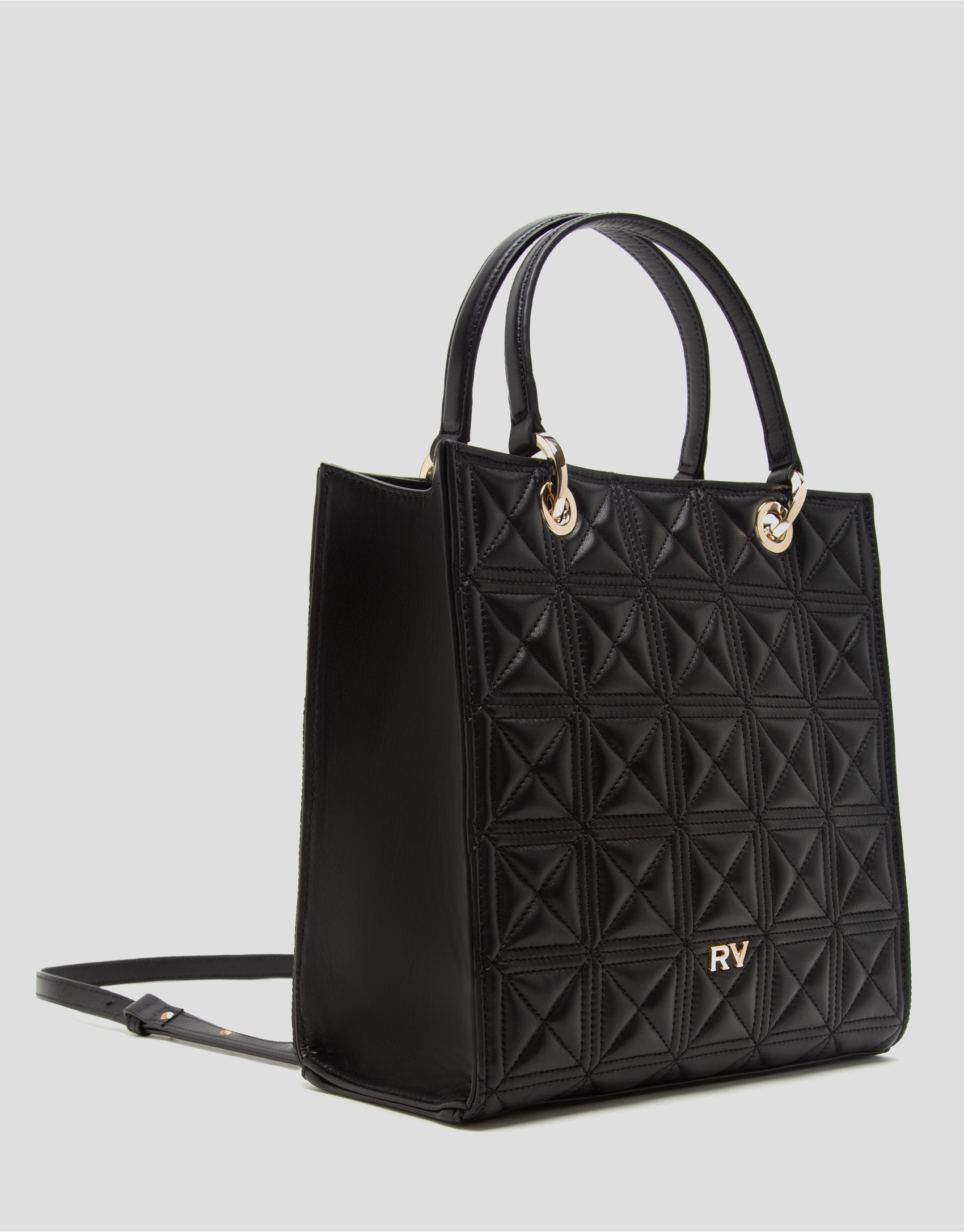 Maxi Linda Black Quilted Leather Satchel Bag | Roberto Verino