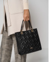 Maxi Linda Black Quilted Leather Satchel Bag | Roberto Verino