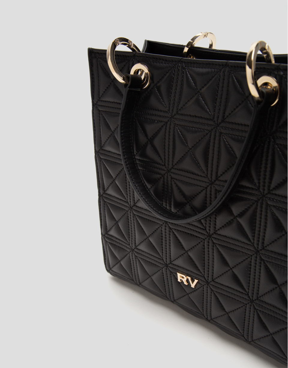 Maxi Linda Black Quilted Leather Satchel Bag | Roberto Verino