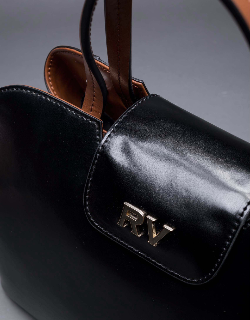 Stiff leather, black and brown Ryan bag 