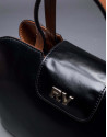 Stiff leather, black and brown Ryan bag 