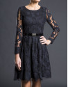 Vestido tul bordado negro