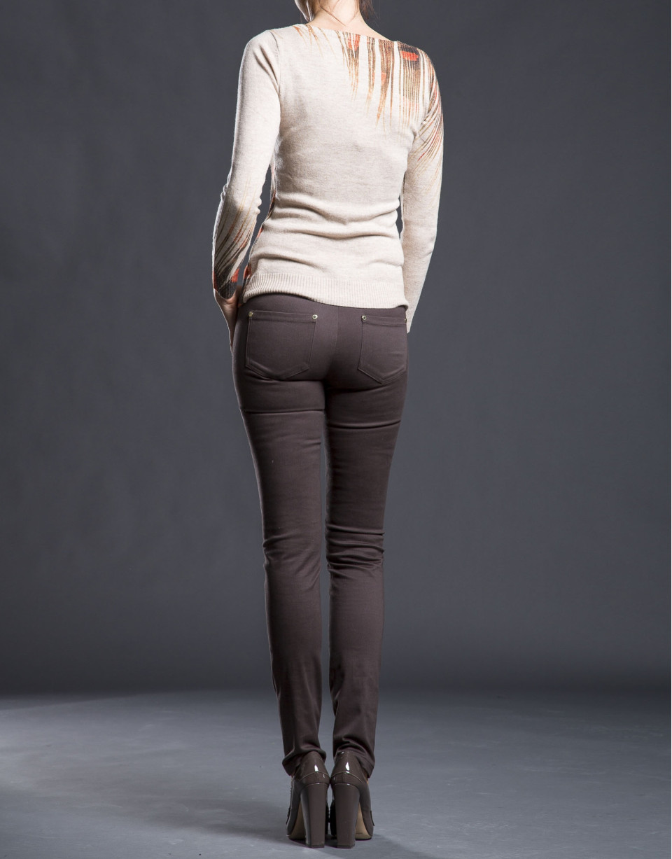 Beige fine jersey  print