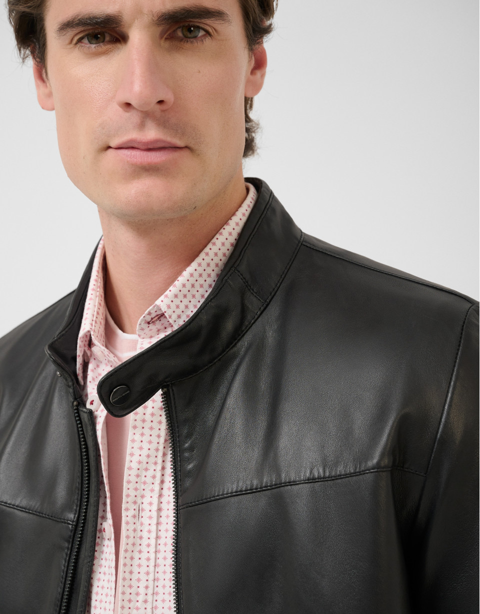Black napa windbreaker with breast pockets