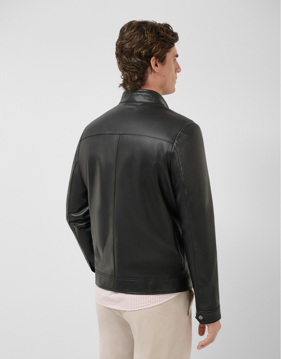 Black napa windbreaker with breast pockets