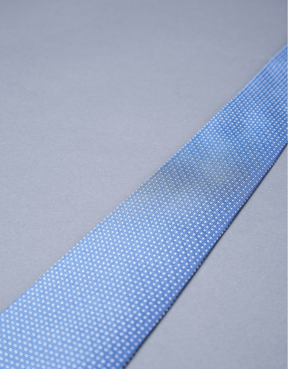 Blue and silver micro-dot tie 