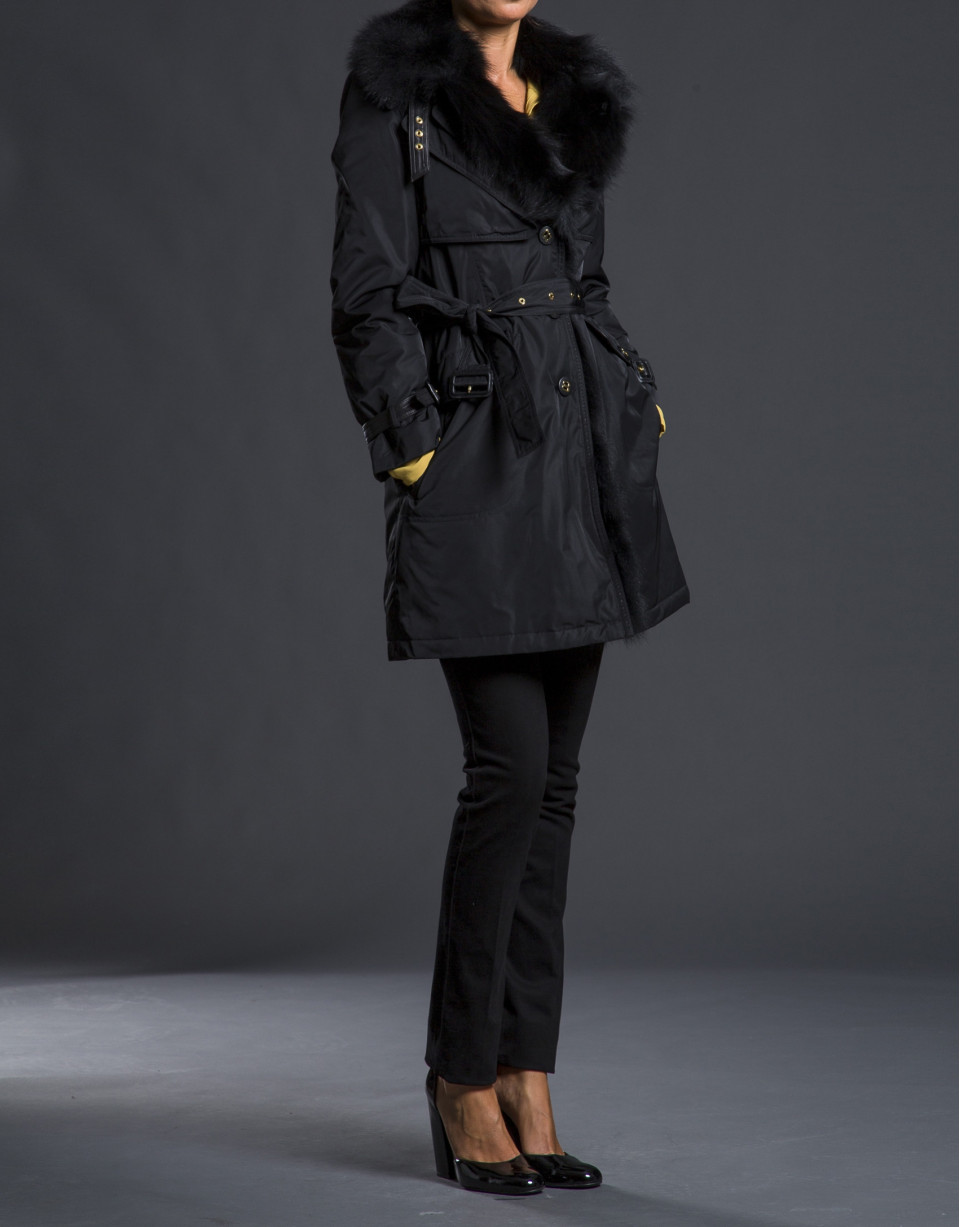Abrigo-trench pelo natural