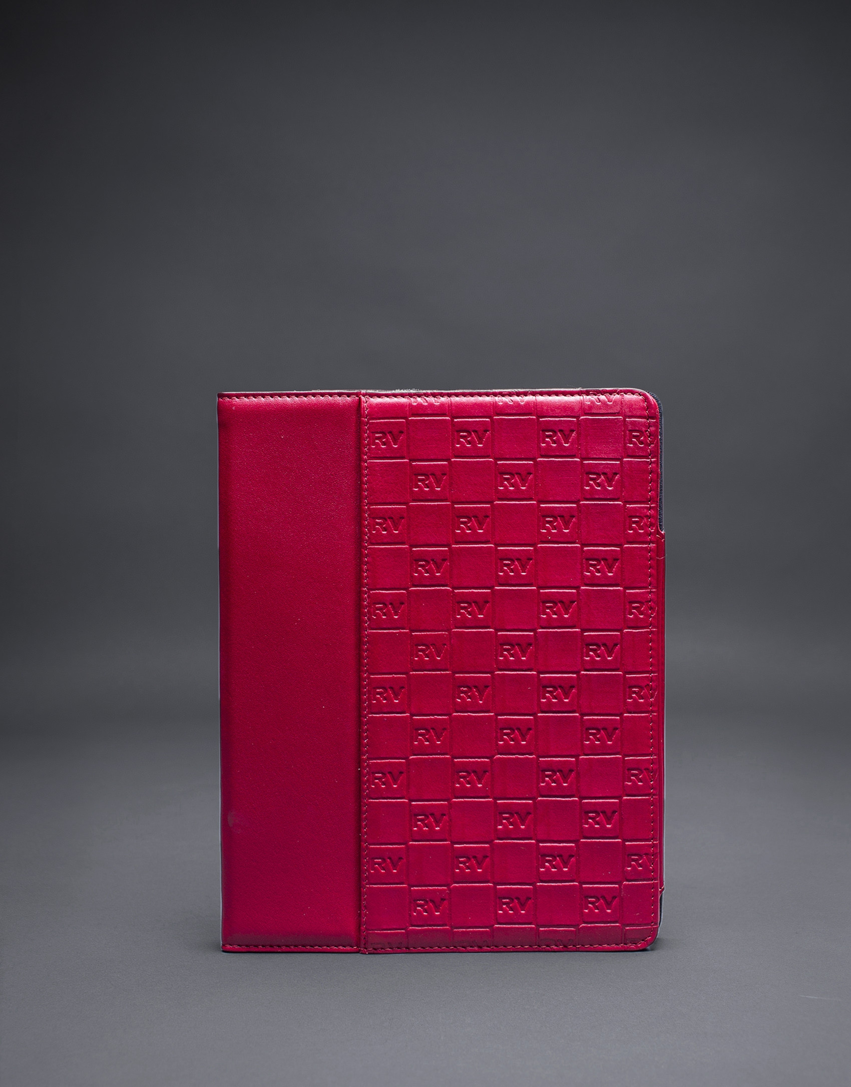 Red leather Ipad case with embossed RV