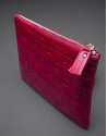 Red leather vanity case with embossed RV