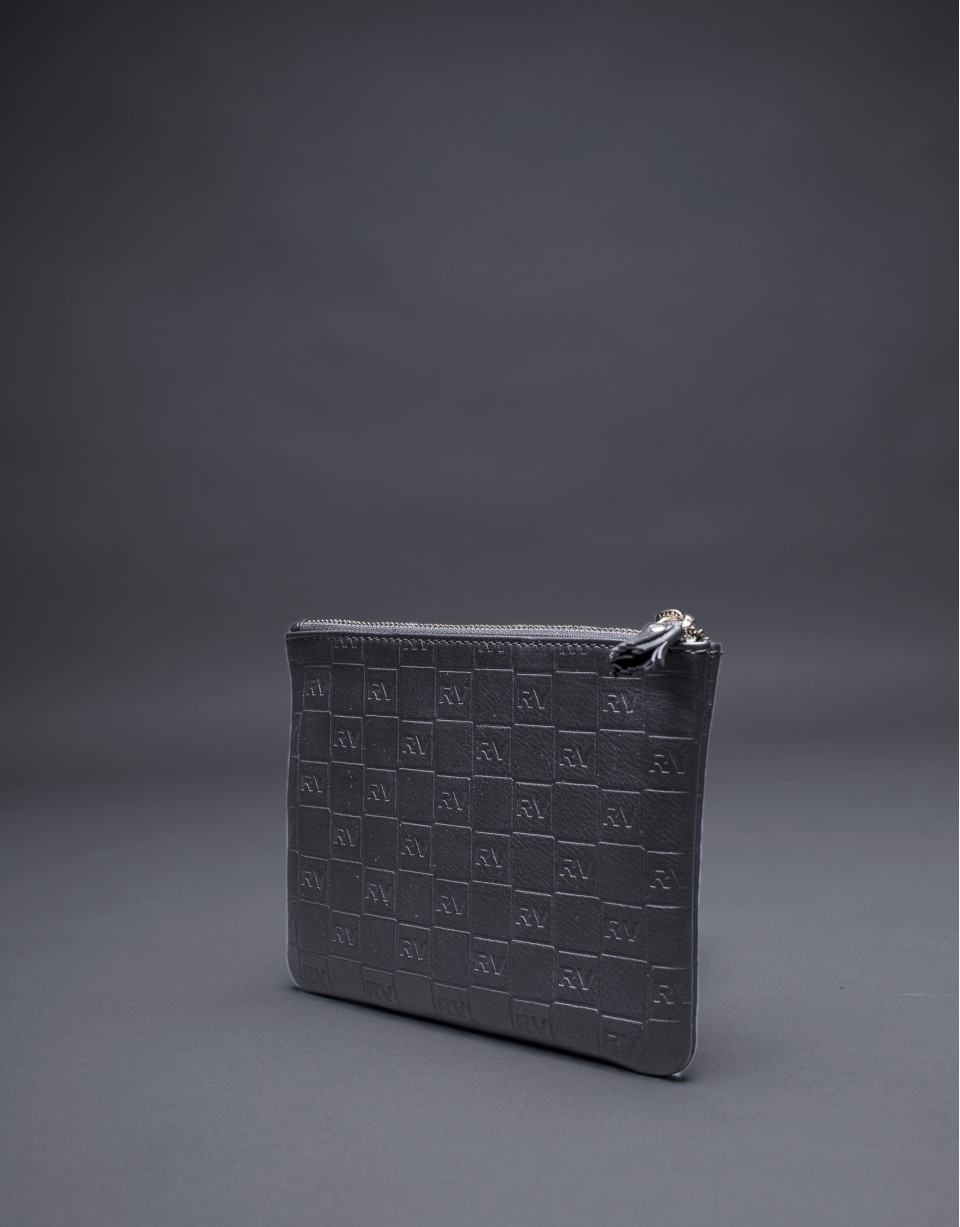 Black leather vanity case with embossed RV
