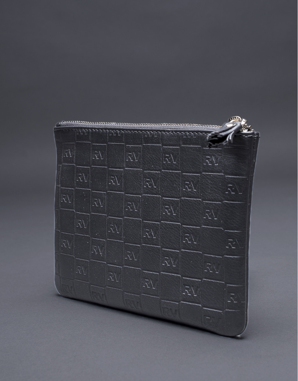 Black leather vanity case with embossed RV
