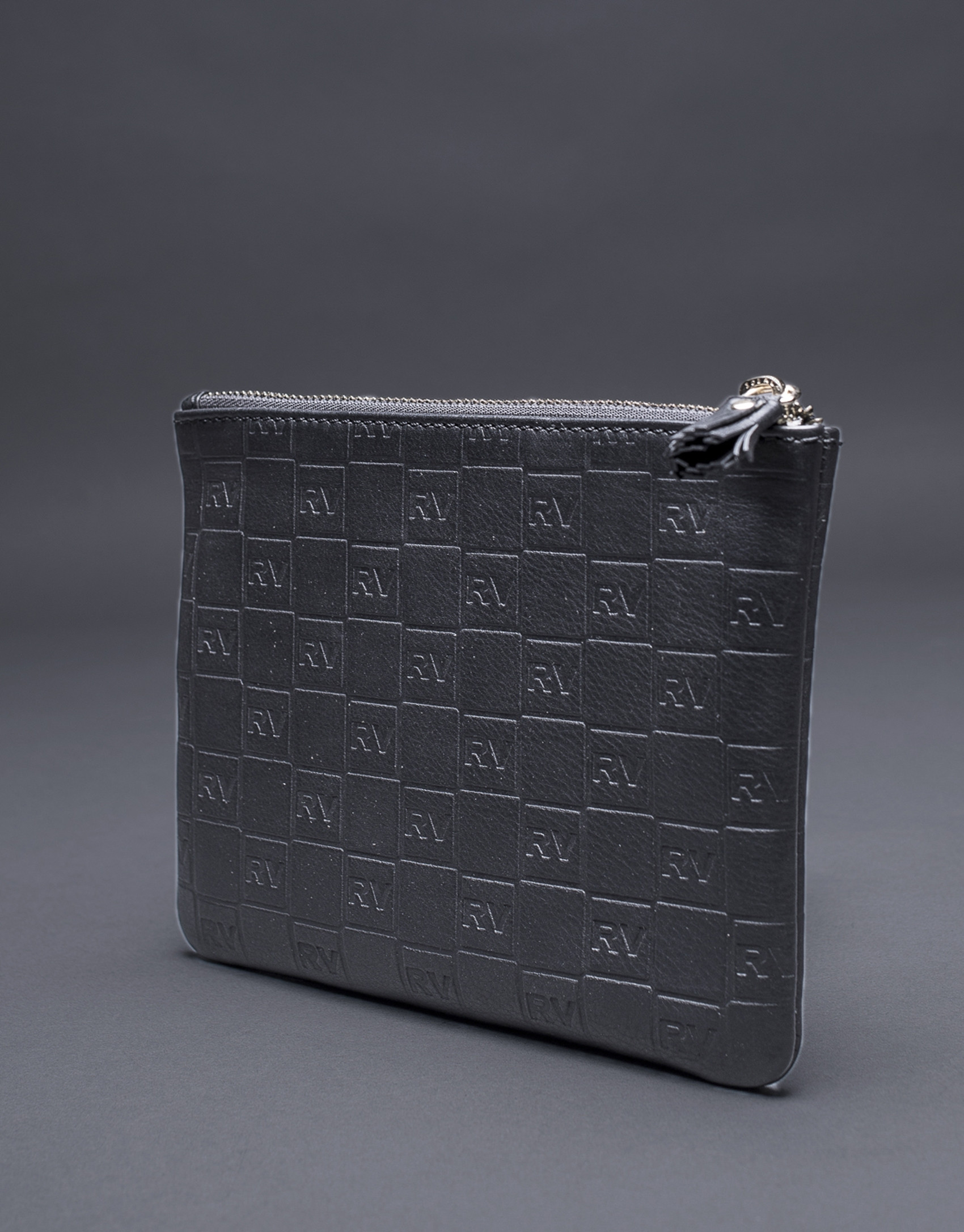 Black leather vanity case with embossed RV