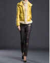 Mustard fur quilted jacket 