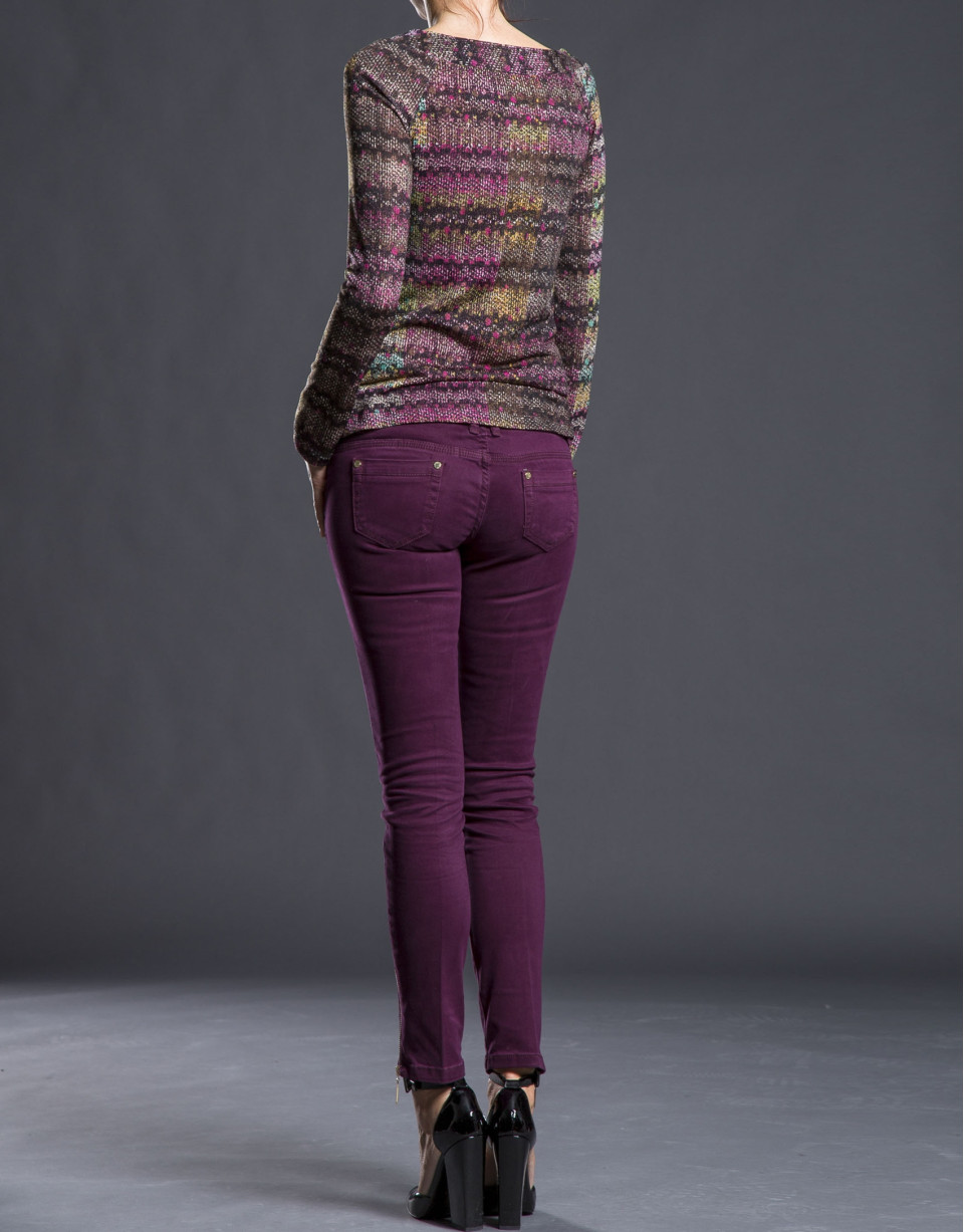 Maroon fantasy print top