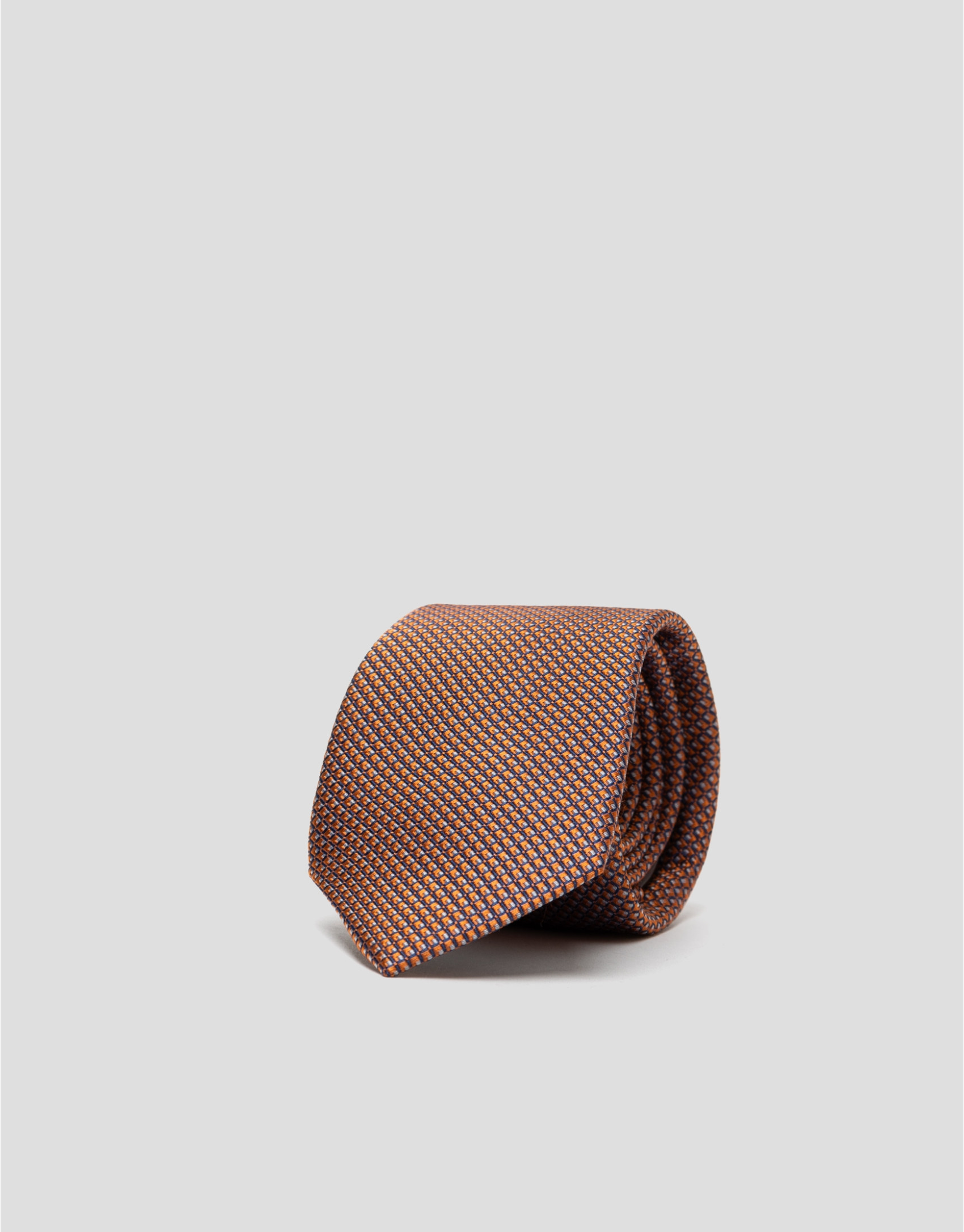 Orange, blue and light blue silk jacquard tie