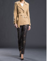 Double-breasted camel jacket with belt