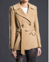 Double-breasted camel jacket with belt