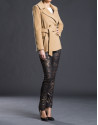 Double-breasted camel jacket with belt