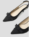 Zapato salón destalonado tejido desflecado negro