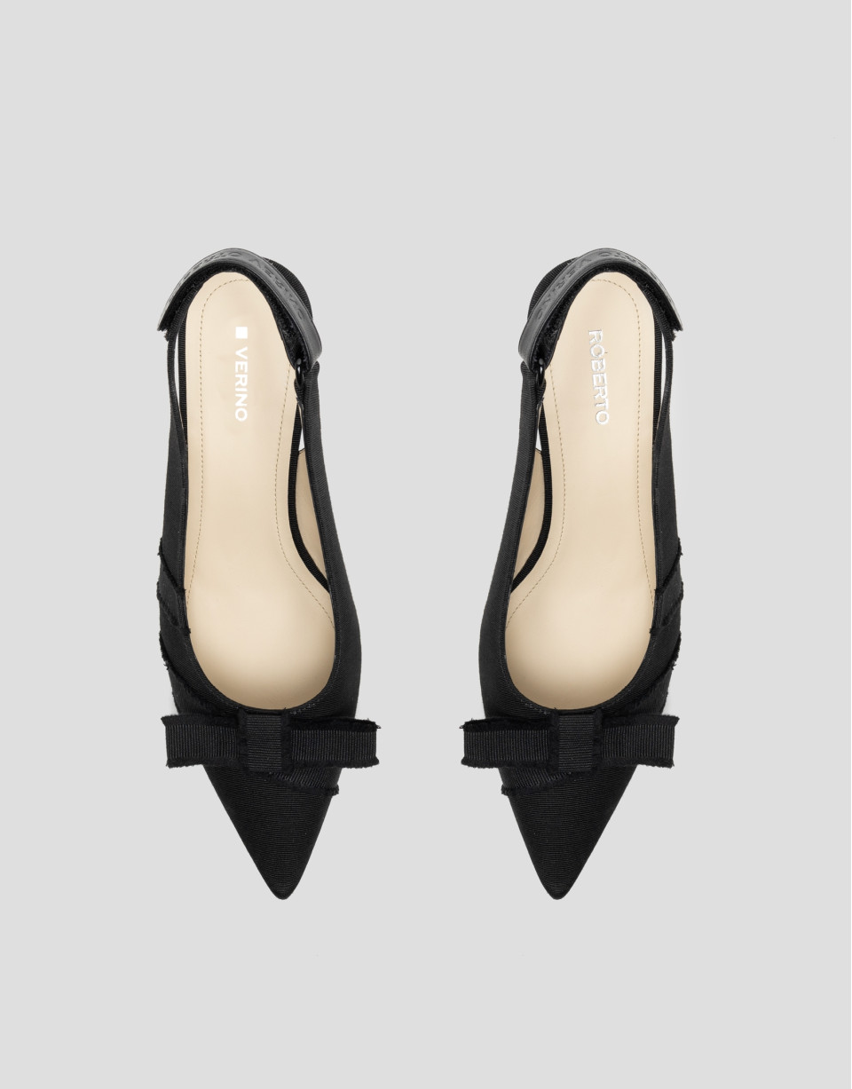 Zapato salón destalonado tejido desflecado negro