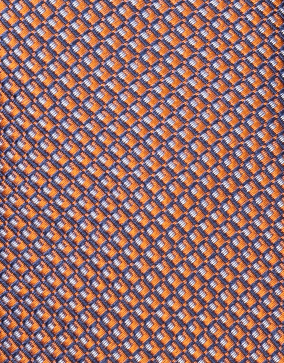 Orange, blue and light blue silk jacquard tie | Roberto Verino