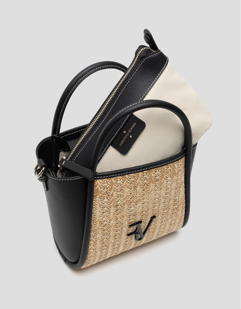 Beige and black Mini Louise shopping bag | Roberto Verino
