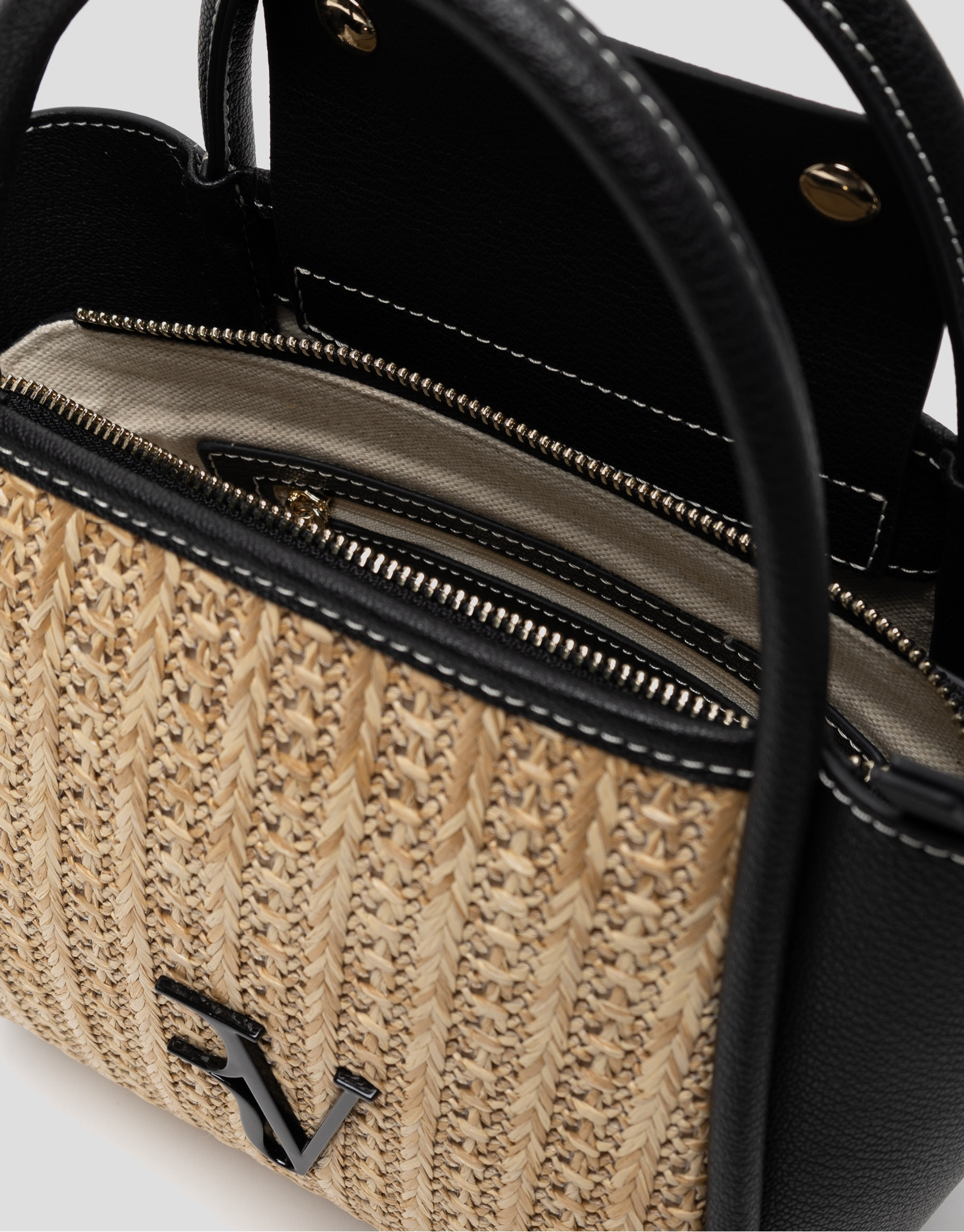 Beige and black Mini Louise shopping bag | Roberto Verino