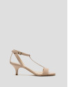 Sandalia abierta con tiras en piel beige