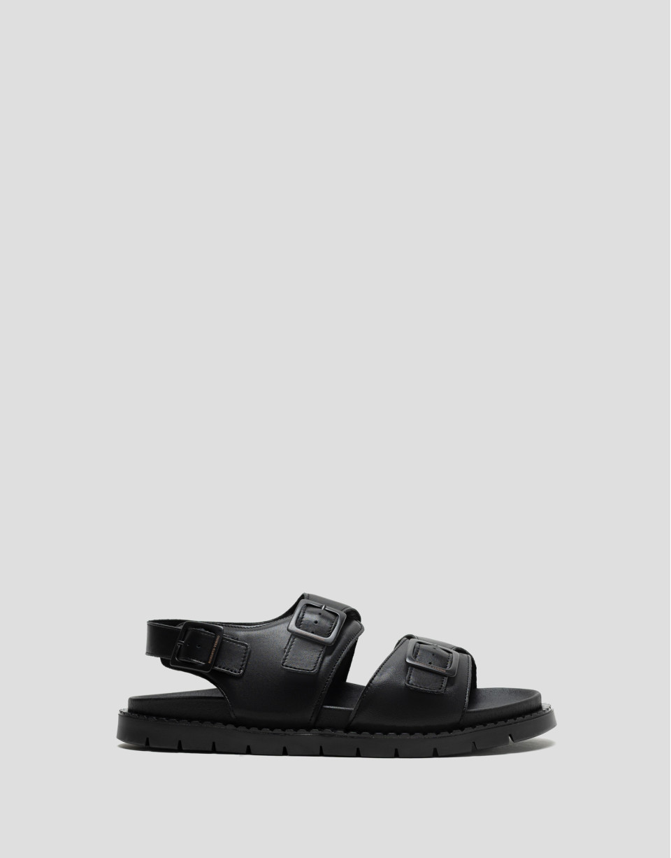 Sandalia masculina tiras piel color negro