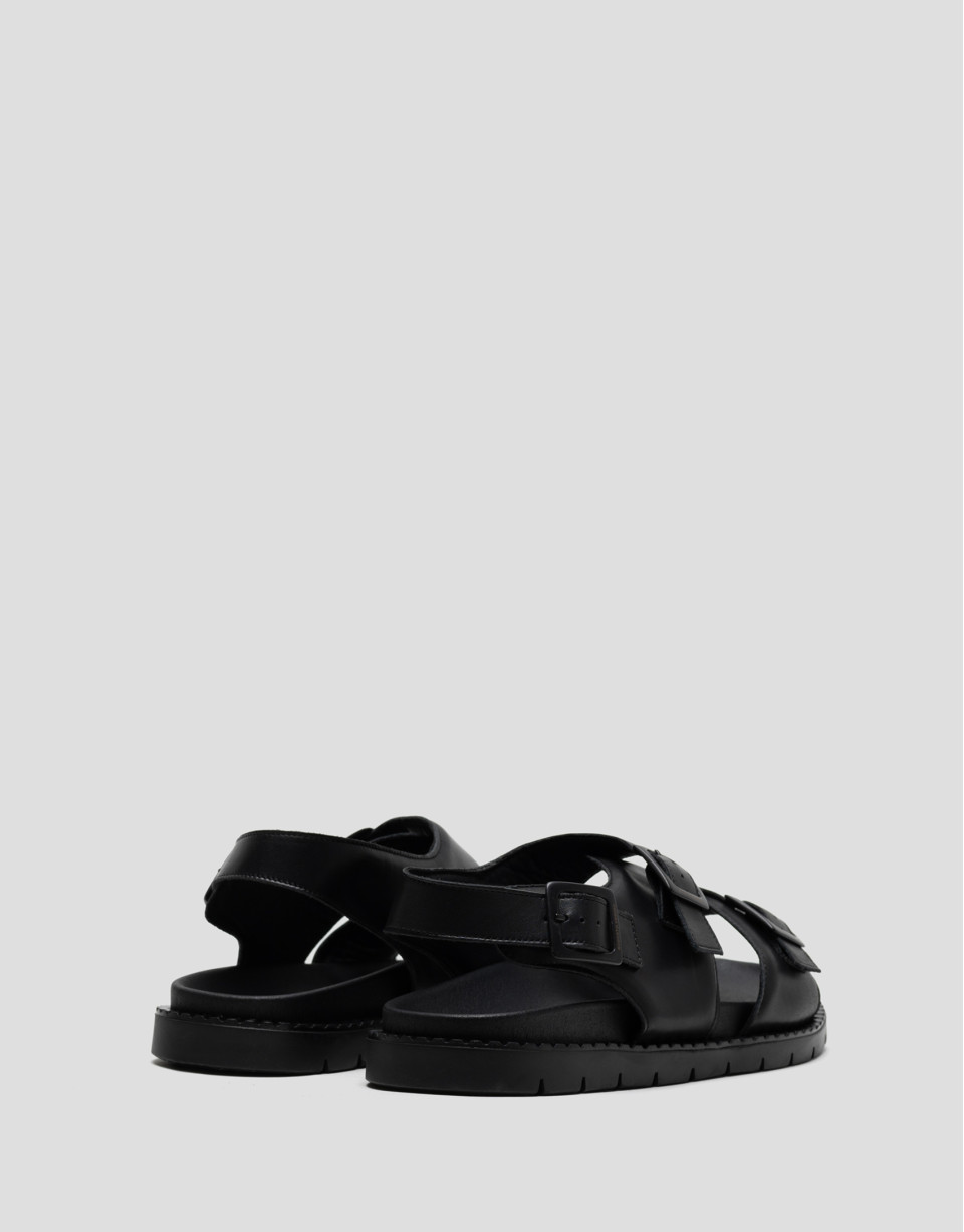 Sandalia masculina tiras piel color negro