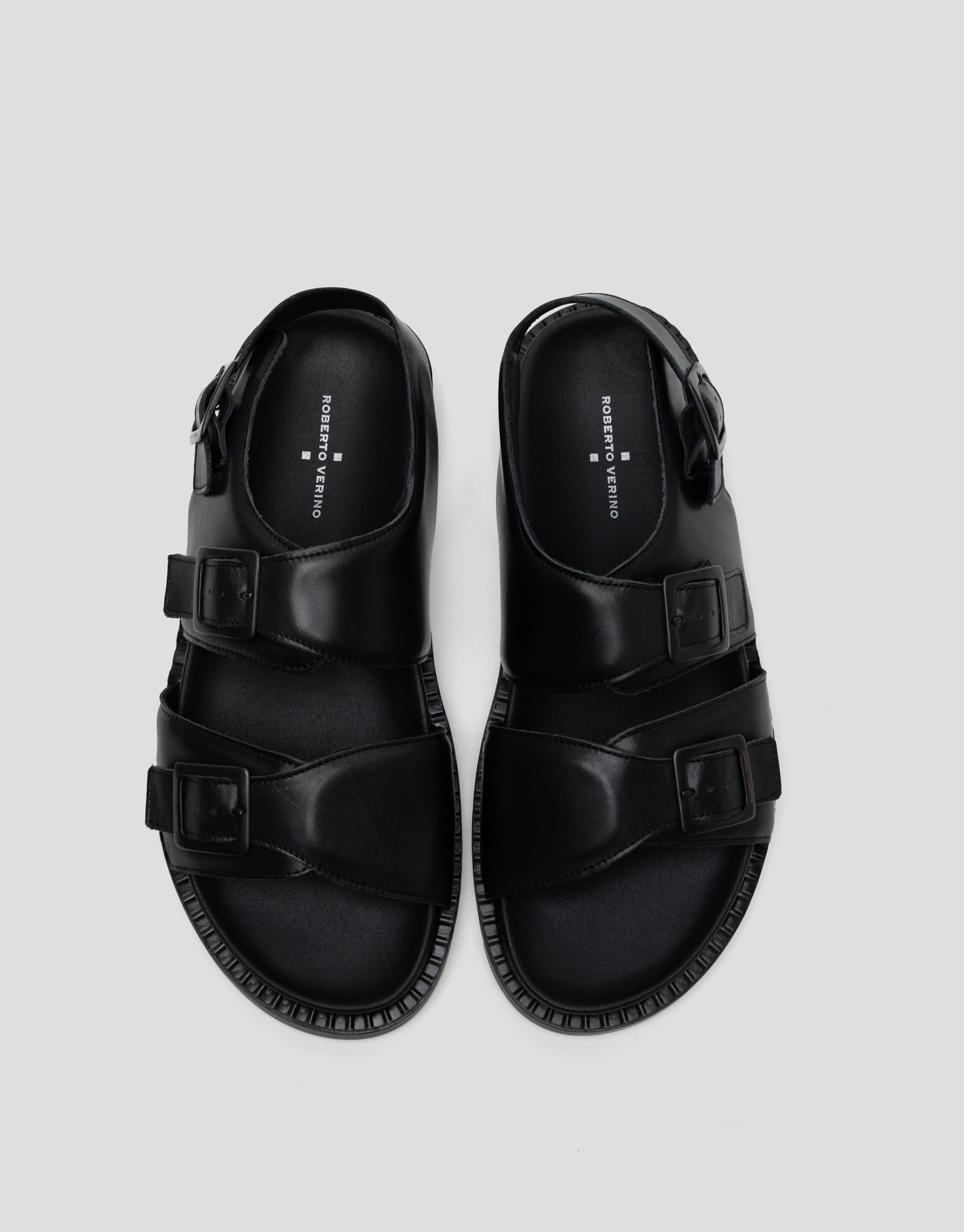 Sandalia masculina tiras piel color negro