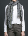 Grey scarf with green stripes