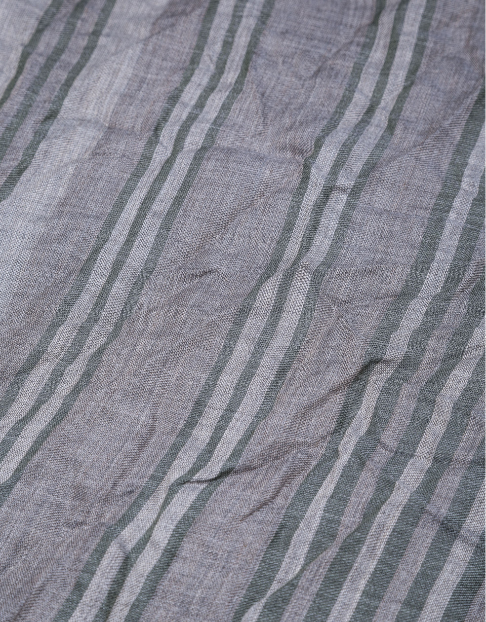 Grey scarf with green stripes