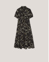 Vestido camisero midi negro estampado flores ... | Roberto Verino