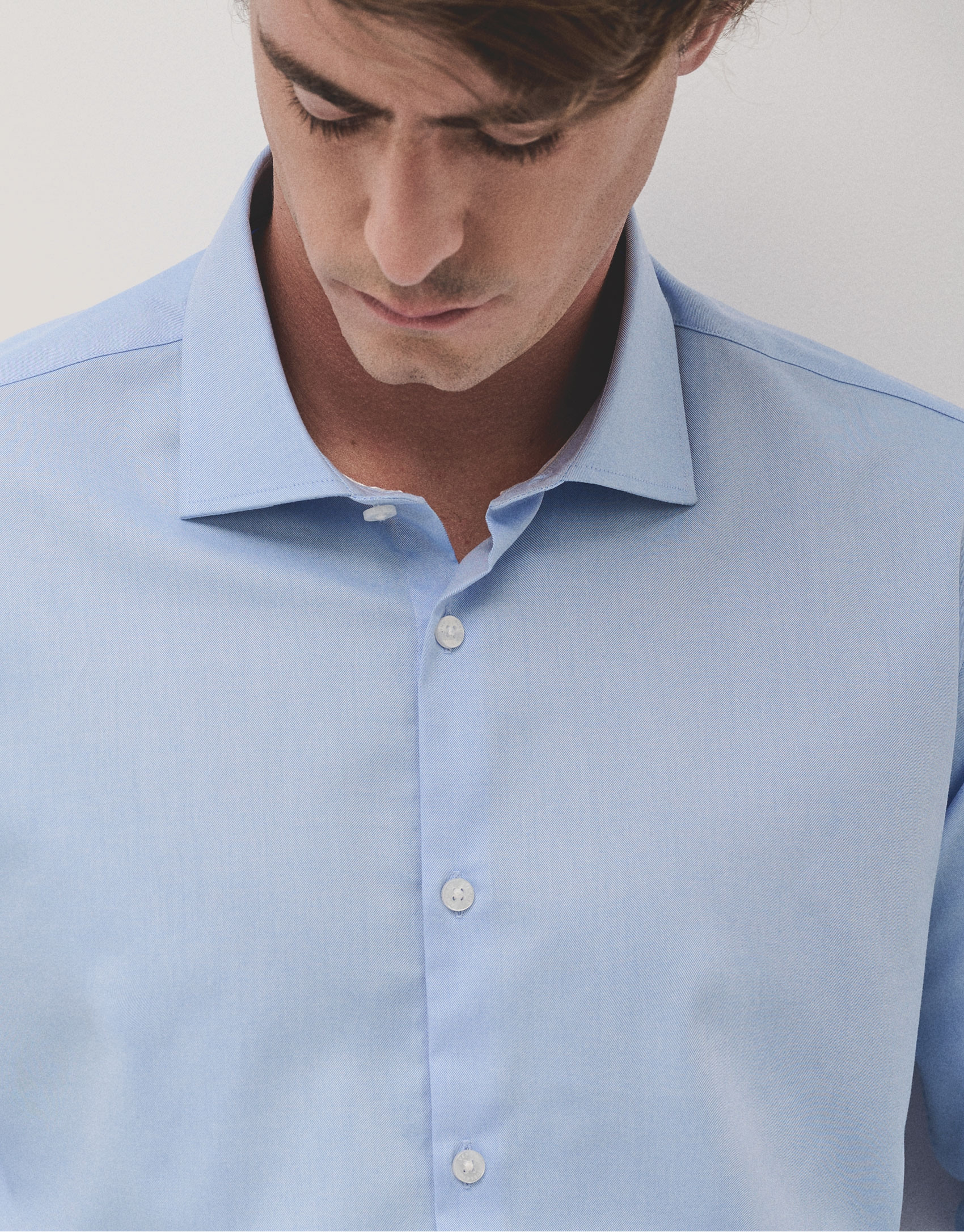 Camisa vestir regular sarga celeste - Hombre | Roberto Verino