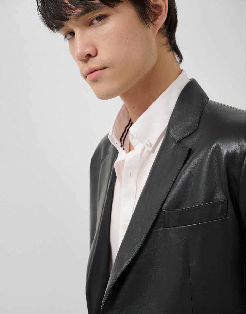 Black leather jacket - Man - SS2025 | Roberto Verino