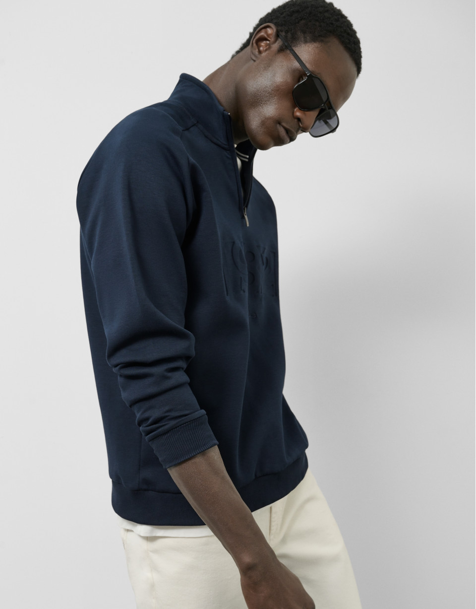 Navy half zip sweatshirt with logo - Gift Guide | Roberto Verino