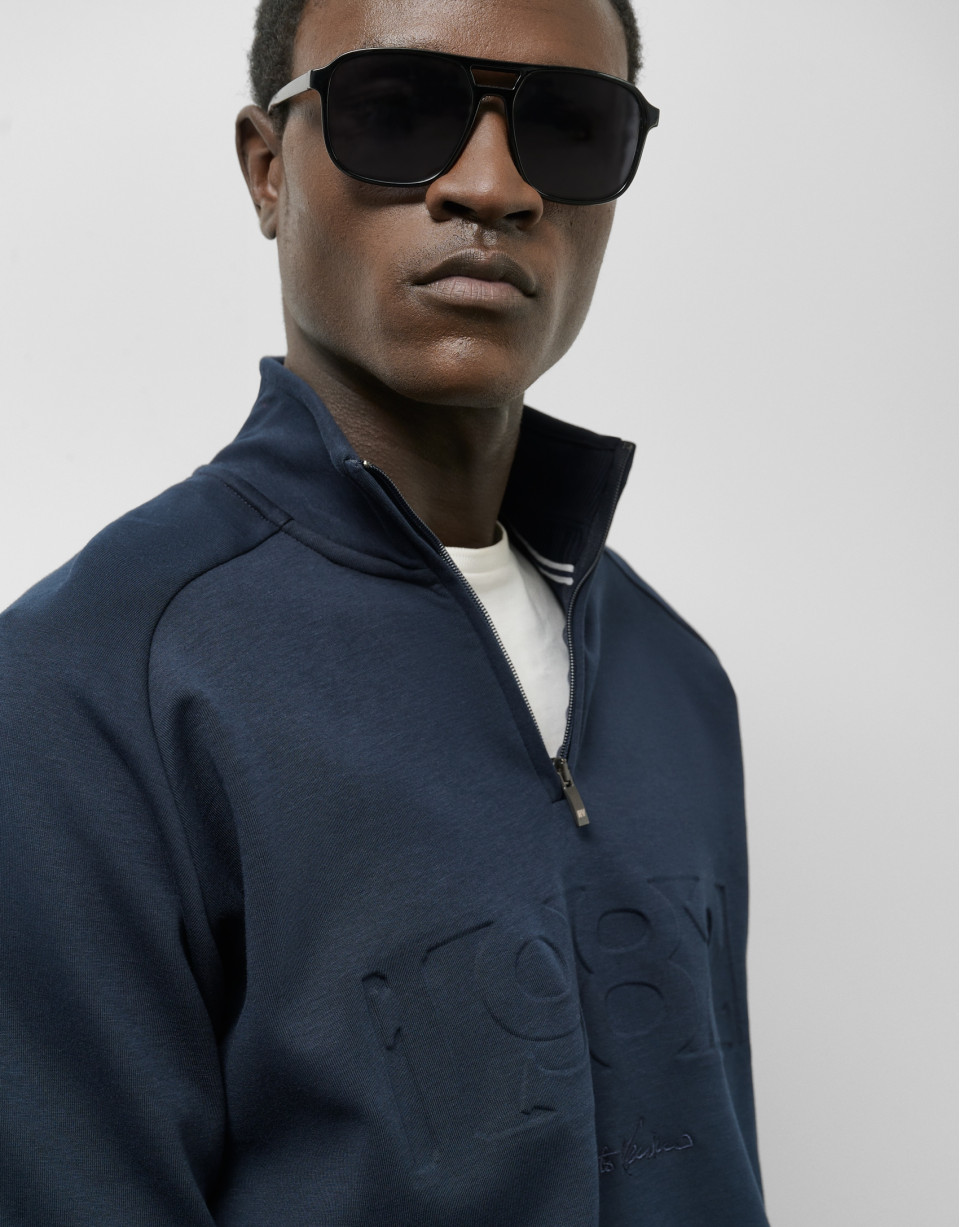 Navy half zip sweatshirt with logo - Gift Guide | Roberto Verino