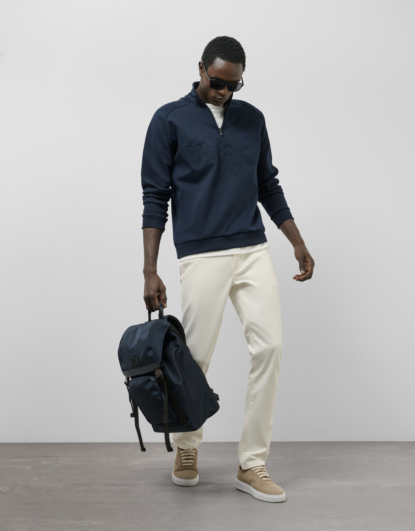 Navy half zip sweatshirt with logo - Gift Guide | Roberto Verino