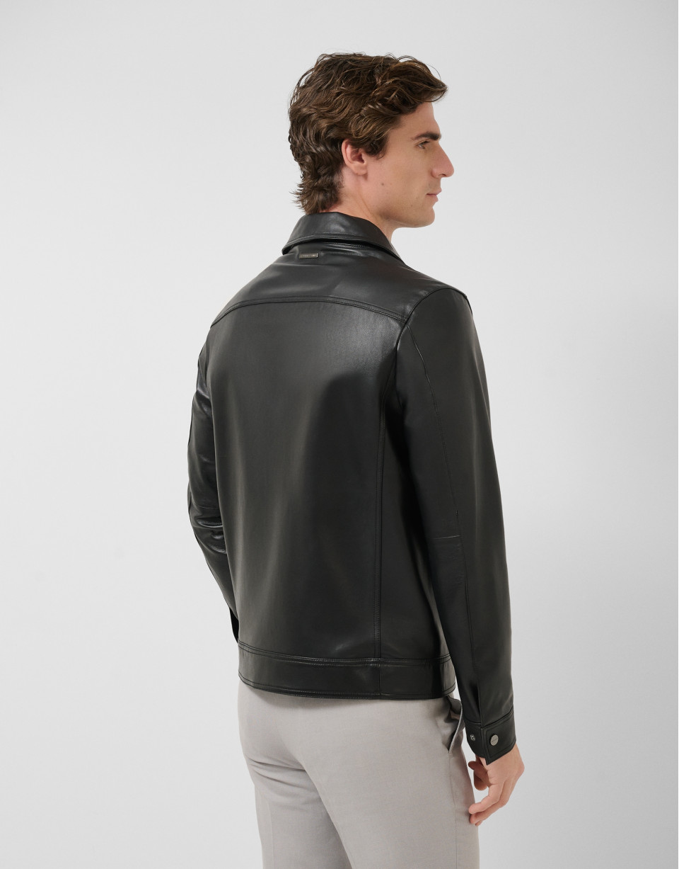 Black napa windbreaker with breast pockets